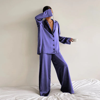 The Modern Muse: Women's Silk-Touch Satin Sleepwear Loungewear Set
