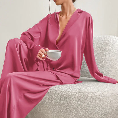 The Modern Muse: Women's Silk-Touch Satin Sleepwear Loungewear Set