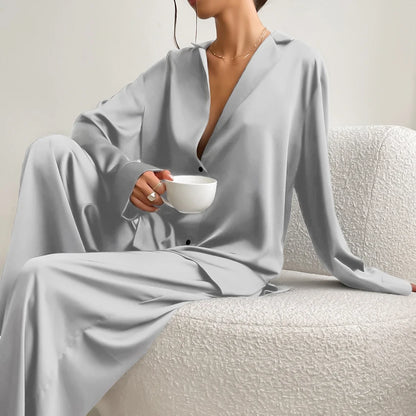 The Modern Muse: Women's Silk-Touch Satin Sleepwear Loungewear Set