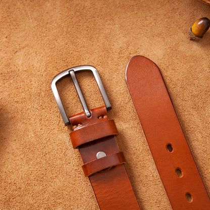 Men's Rider Leather Belt: Premium Vintage Full-Grain Leather Belt