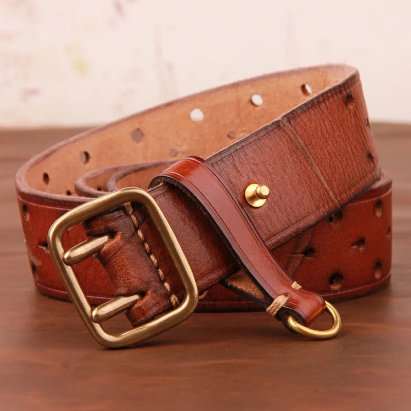 Men's Authentic Double-pin Genuine leather Belt