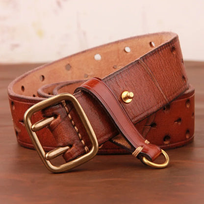 Men's Authentic Double-pin Genuine leather Belt