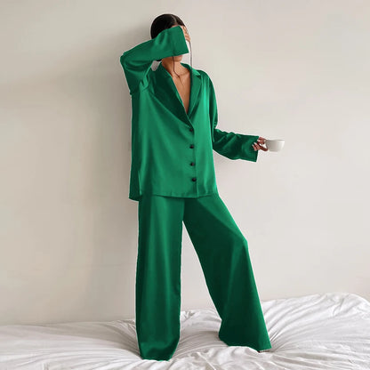 The Modern Muse: Women's Silk-Touch Satin Sleepwear Loungewear Set