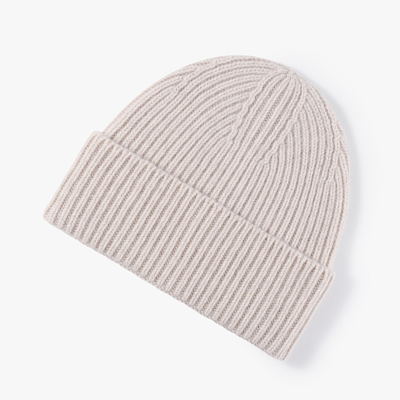 100% Merino Wool Ribbed Beanie Hat