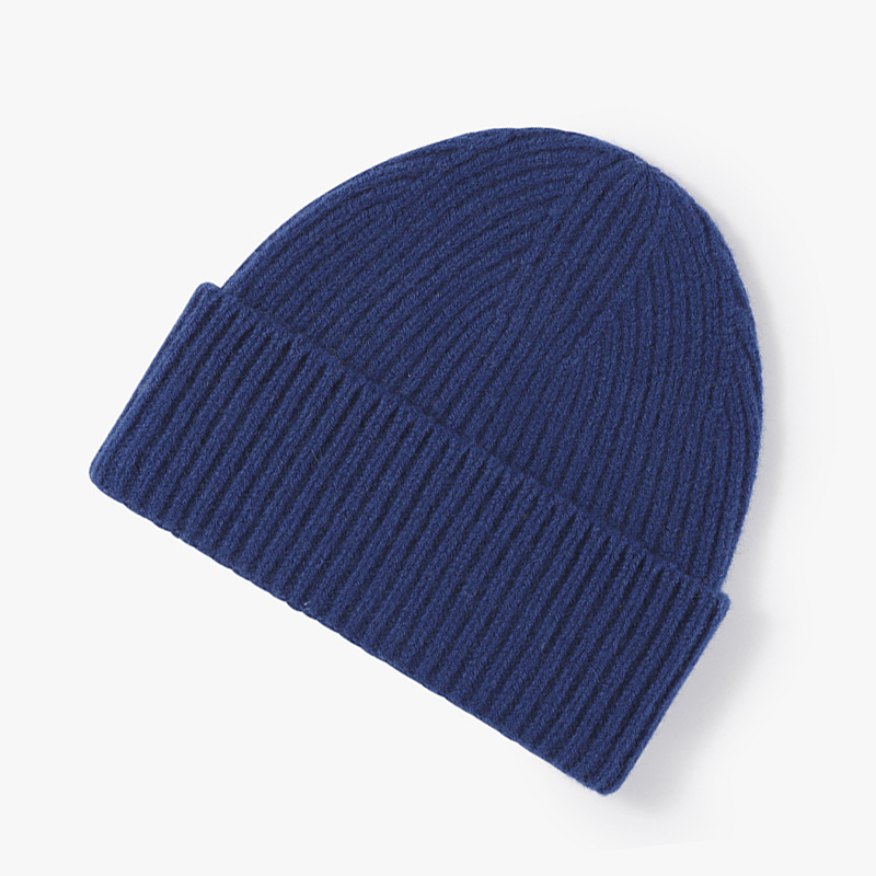 100% Merino Wool Ribbed Beanie Hat