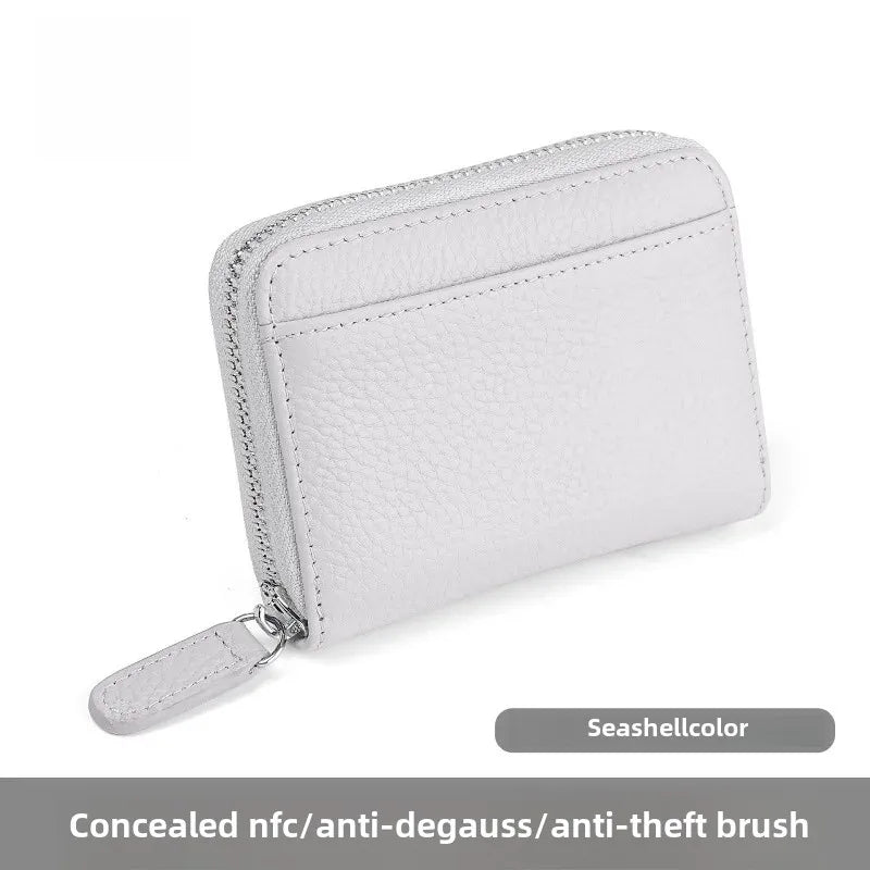 The Minimalist's Luxe: Top Grain Leather Accordion Zip Purse | RFID Blocking Card Holder Wallet