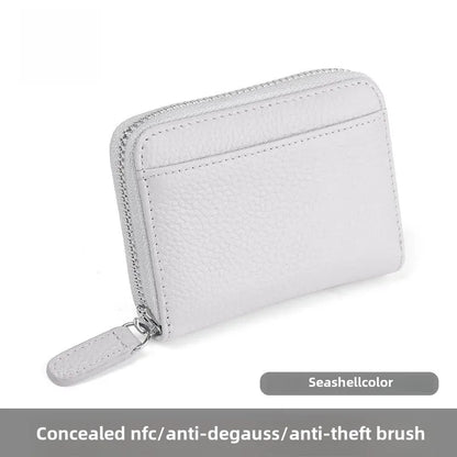The Minimalist's Luxe: Top Grain Leather Accordion Zip Purse | RFID Blocking Card Holder Wallet