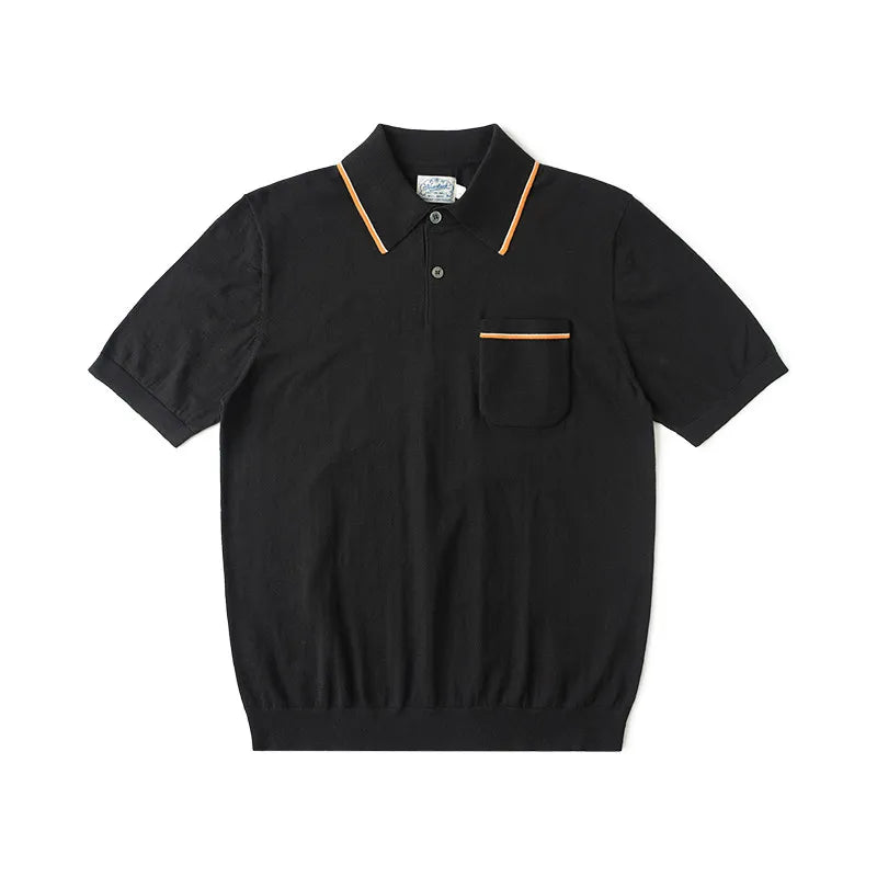 The 1940s Riviera Knit Polo Shirt Men's Vintage 1940s | 100% Combed Cotton Slim Fit Short Sleeve Casual Sportswear