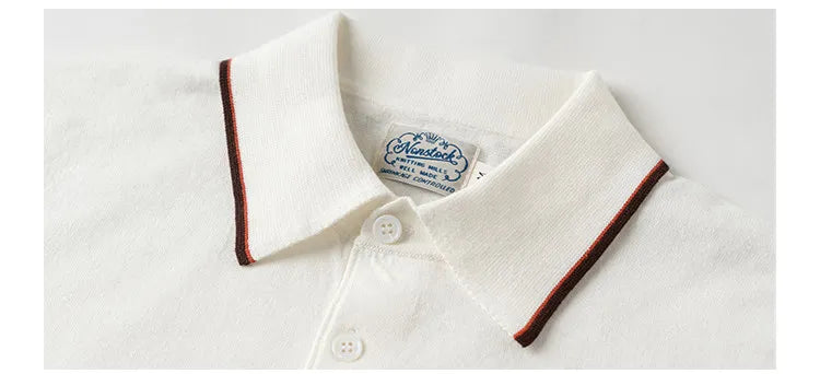 The 1940s Riviera Knit Polo Shirt Men's Vintage 1940s | 100% Combed Cotton Slim Fit Short Sleeve Casual Sportswear