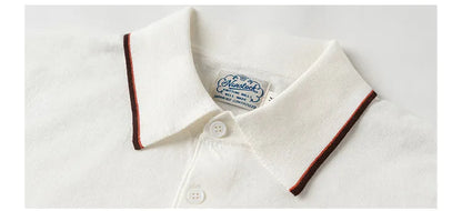 The 1940s Riviera Knit Polo Shirt Men's Vintage 1940s | 100% Combed Cotton Slim Fit Short Sleeve Casual Sportswear