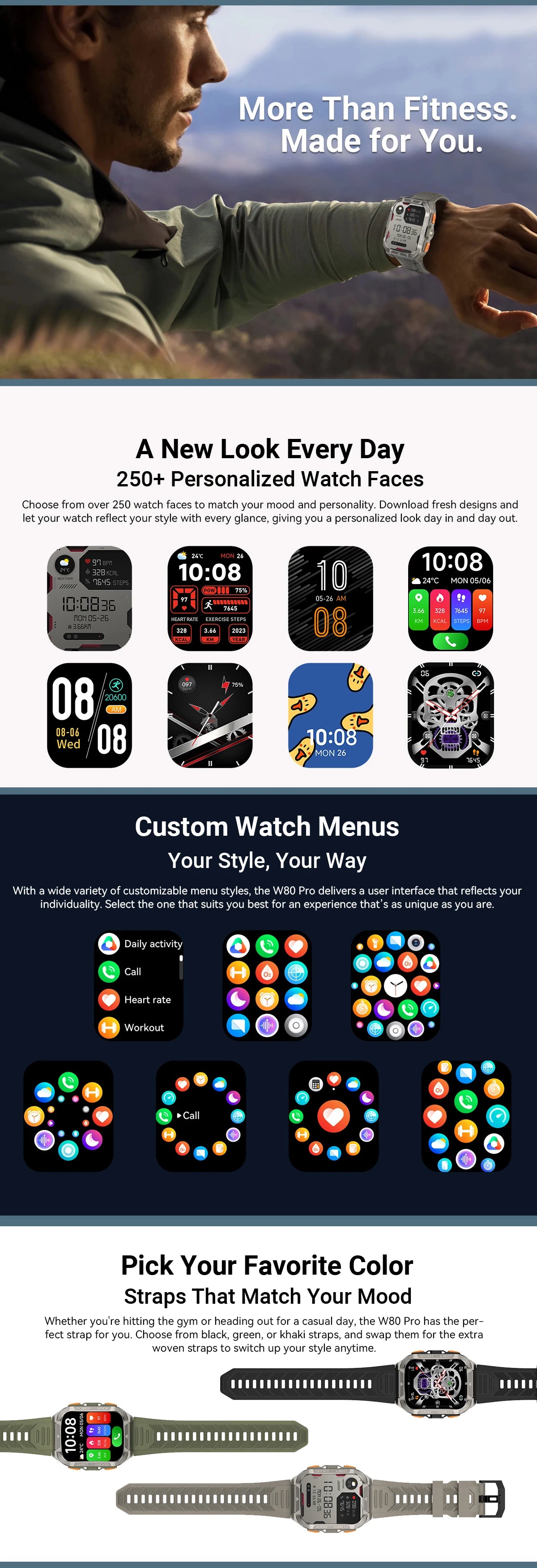 Blackview W80 Pro Rugged Smart Watch - GPS, Compass 2.0, Long Battery Life & IP68