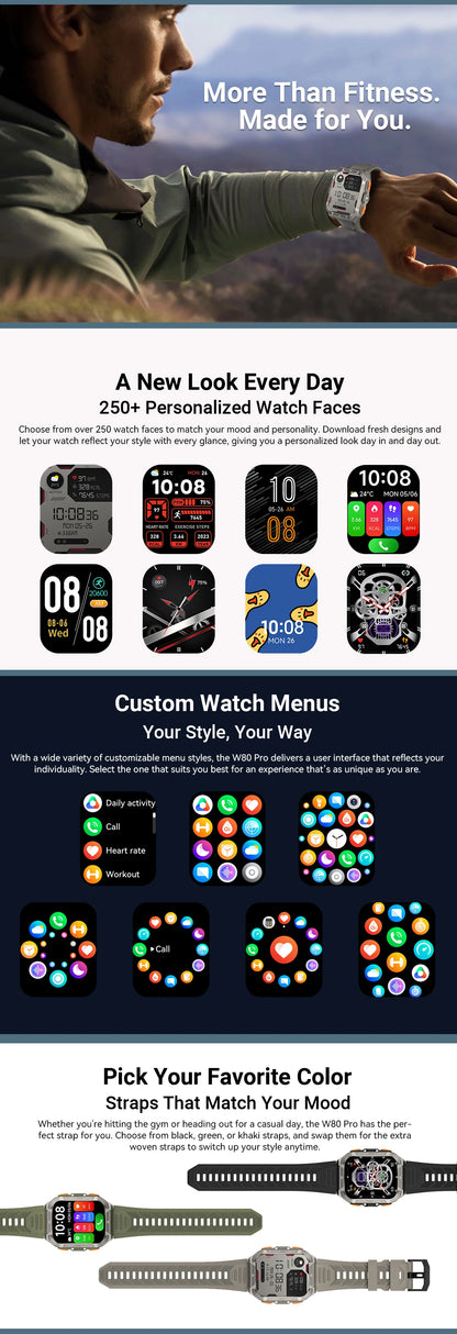 Blackview W80 Pro Rugged Smart Watch - GPS, Compass 2.0, Long Battery Life & IP68