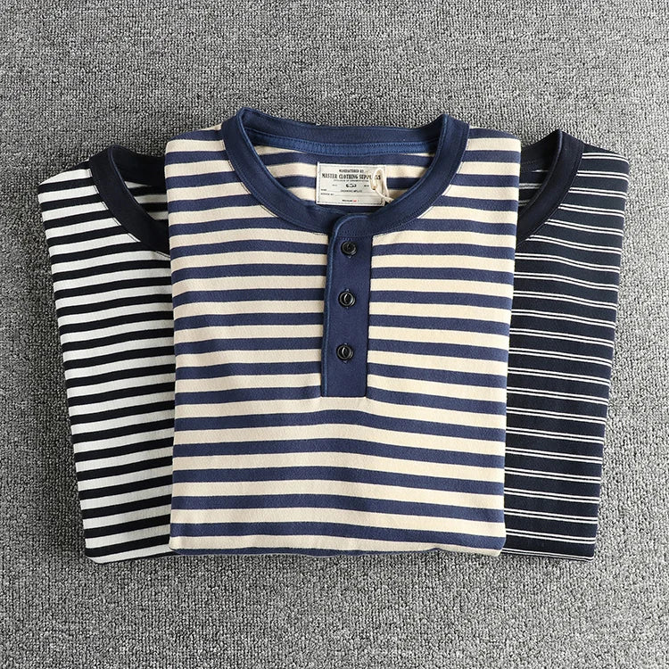 The Mariner's Heir: American Retro Men's Heavyweight Striped Henley