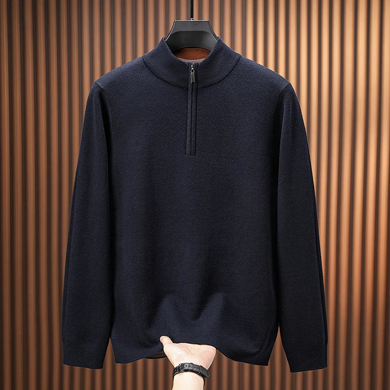 Men's Stand Collar Half Zip Knit