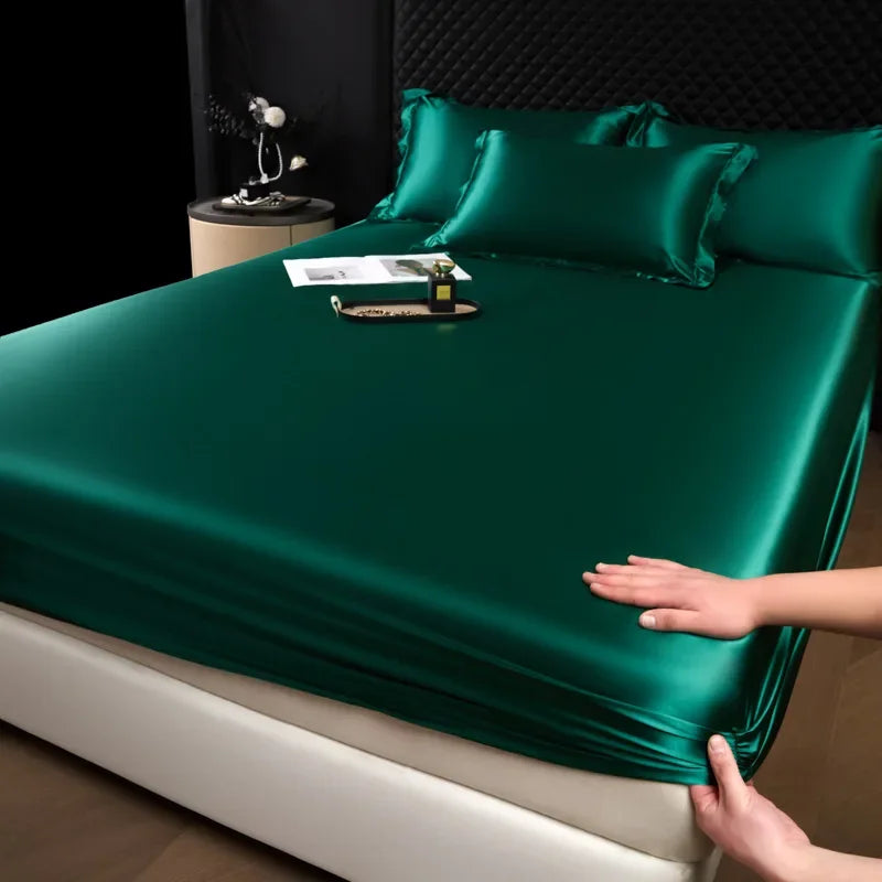 The Bauhaus Nocturne: 100% Mulberry Silk 3-Piece Fitted Sheet Set with Pillowcase Suite