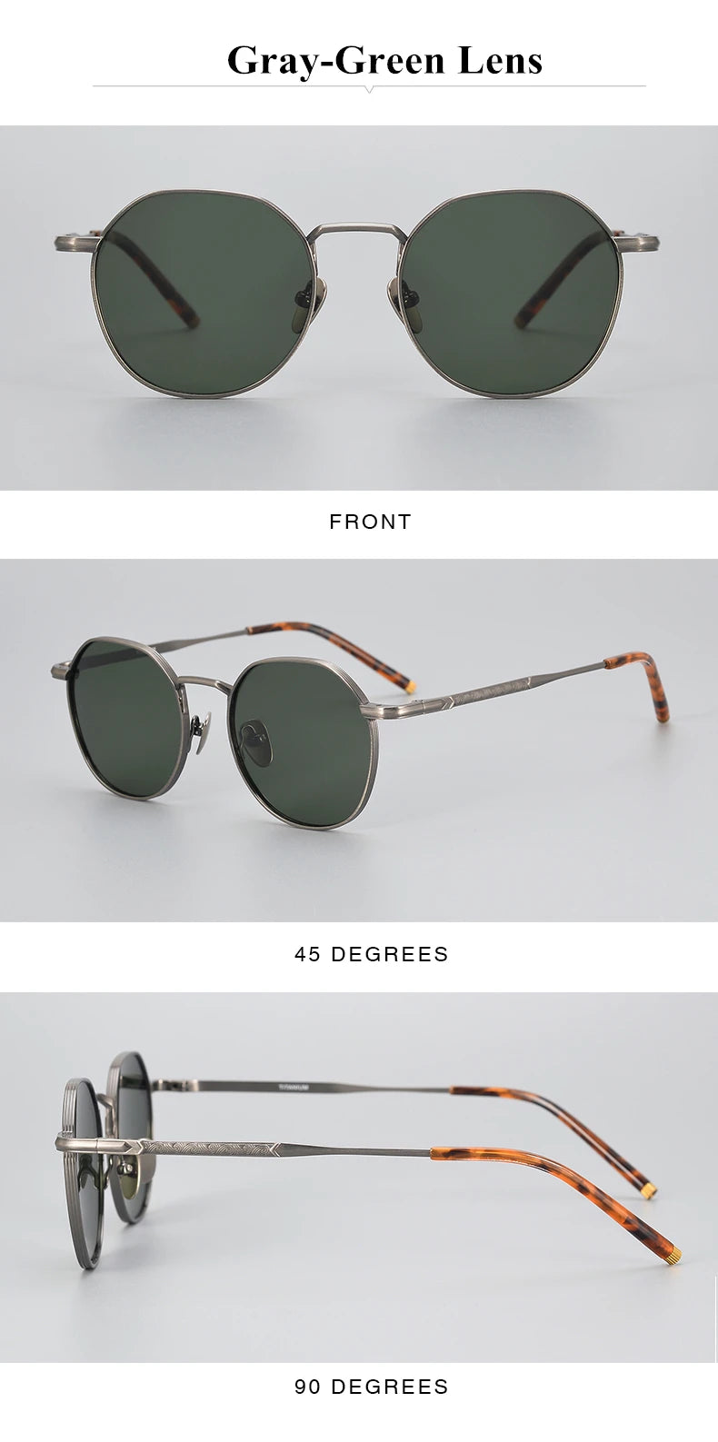 The Titan's Gaze: Men's Pure Titanium Round Polarized Sunglasses