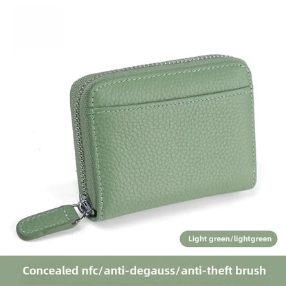 The Minimalist's Luxe: Top Grain Leather Accordion Zip Purse | RFID Blocking Card Holder Wallet