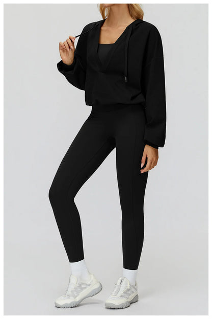 Women's Deep-V Sweatshirt Sports Top | Loose Fit Yoga & Running Sweatshirt
