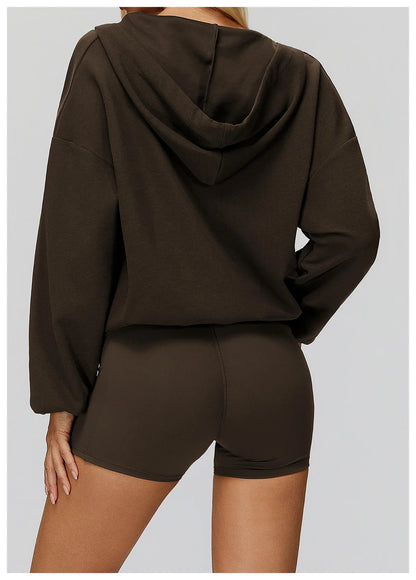 Women's Deep-V Sweatshirt Sports Top | Loose Fit Yoga & Running Sweatshirt