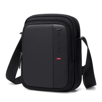 Black shoulder bag with visible brand logo on a white background