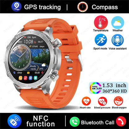 Men's GPS Sports Smartwatch: 1.53" HD Screen, Bluetooth Calling, Compass, & NFC Access