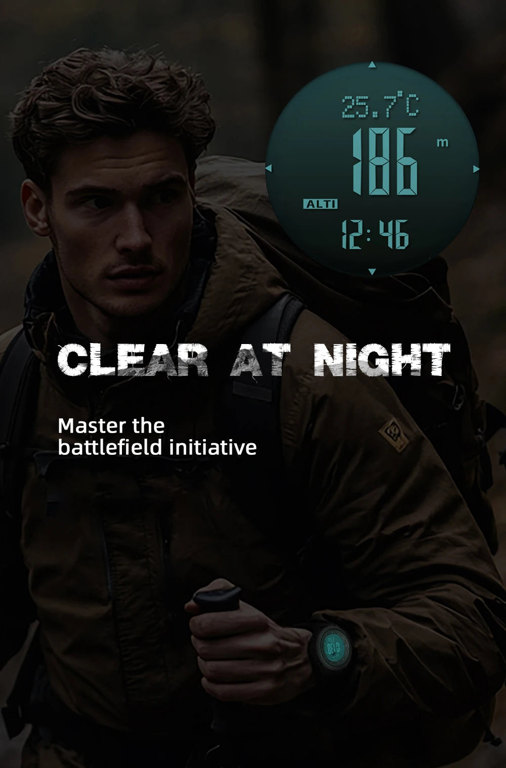 Men's NORTH EDGE APACHE-46 Digital Outdoor Smartwatch | Altimeter, Barometer, Compass & WR50M