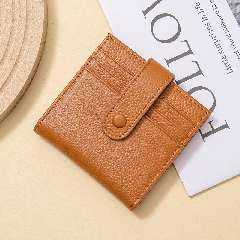 Women's Top-Grain Leather RFID Wallet | Ultra-Thin Mini Purse & Card Holder