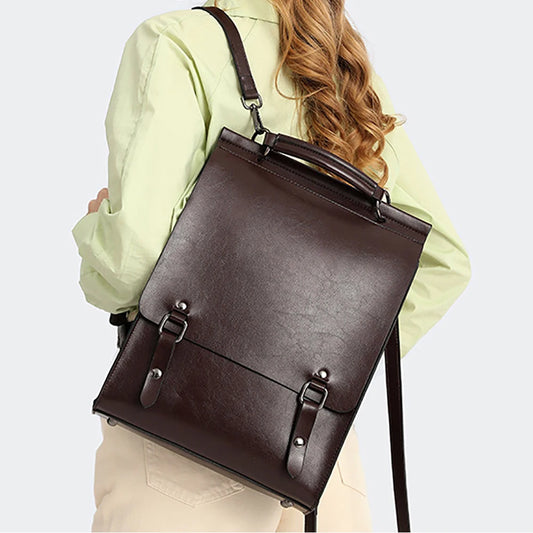 Women's Cowhide Leather Backpack | Convertible Crossbody & Shoulder Bag