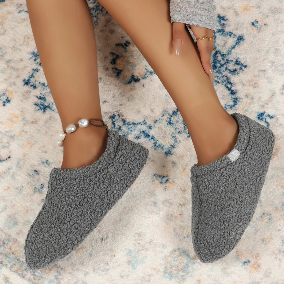 Women's Soft Curly Cozy Loafer Slippers with Polar Fleece Lining