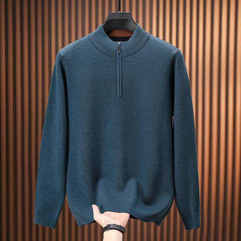 Men's Stand Collar Half Zip Knit