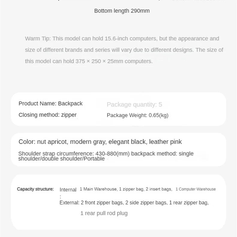 The Effortless Icon: Women's Minimalist Laptop Backpack for the Modern Woman (15.6")