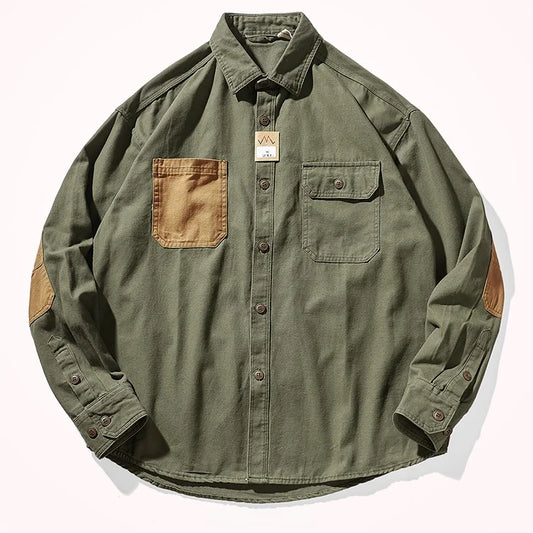 Men's Heritage Canvas Shirt: Contrast Patch Oxford Work wear