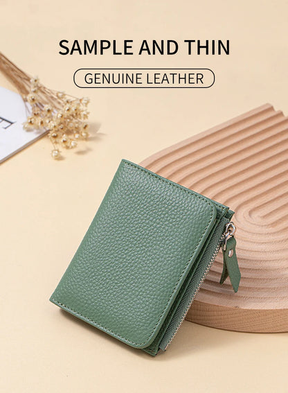 The Effortless Essential: Top Grain Leather Women's Slim Bi-Fold Wallet