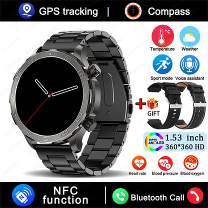 Men's GPS Sports Smartwatch: 1.53" HD Screen, Bluetooth Calling, Compass, & NFC Access