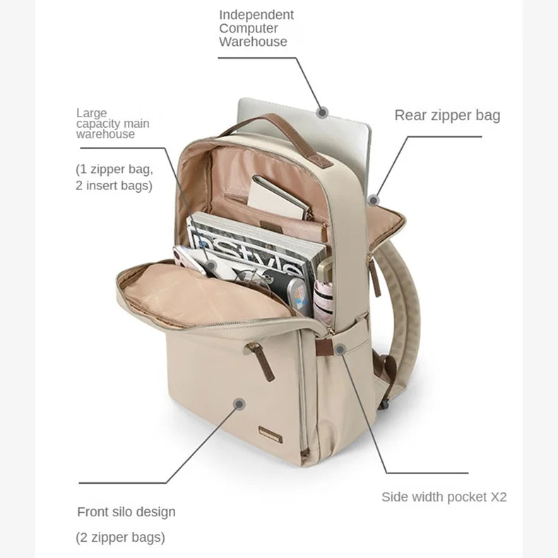 The Effortless Icon: Women's Minimalist Laptop Backpack for the Modern Woman (15.6")