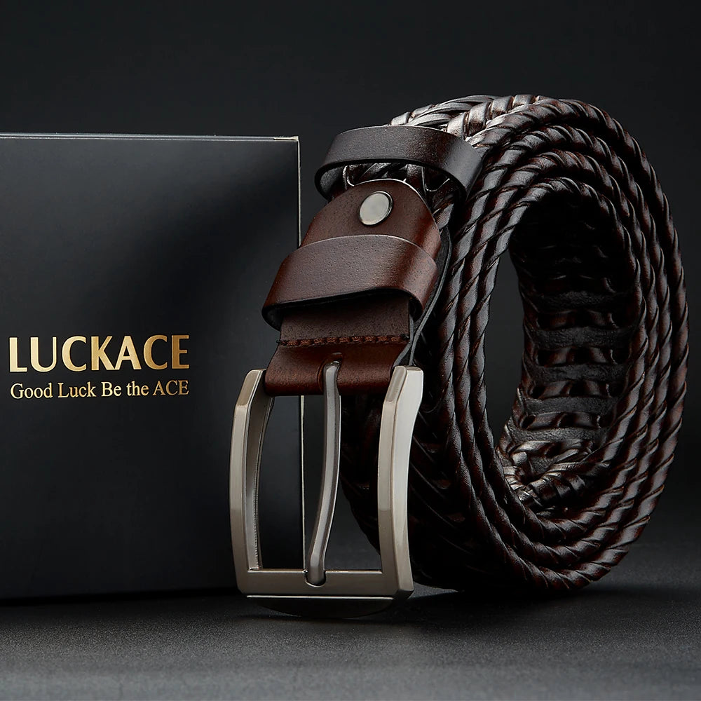 Men's Genuine Leather Braided Belt