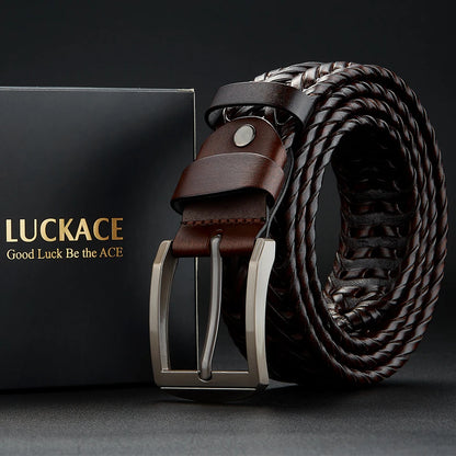 Men's Genuine Leather Braided Belt