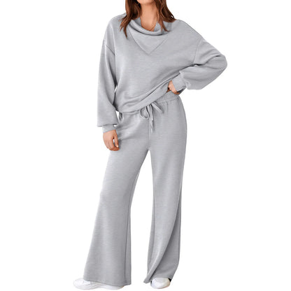 The Effortless Chic Women's Co-ord Set: High-Neck Wide-Leg Lounge Set