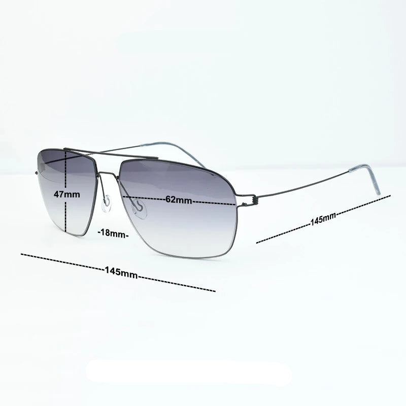 Sunglasses with measurements on a white background