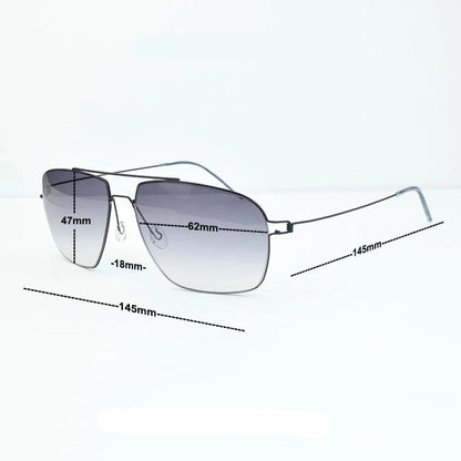 Sunglasses with measurements on a white background