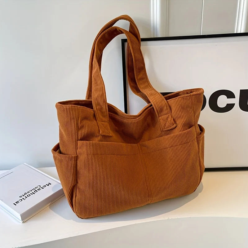 Women's Chunky Cosy Corduroy Shoulder Town Bag