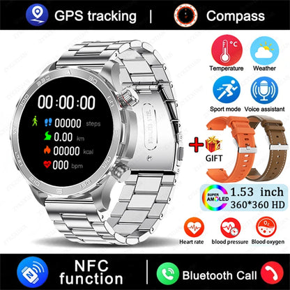 Men's GPS Sports Smartwatch: 1.53" HD Screen, Bluetooth Calling, Compass, & NFC Access