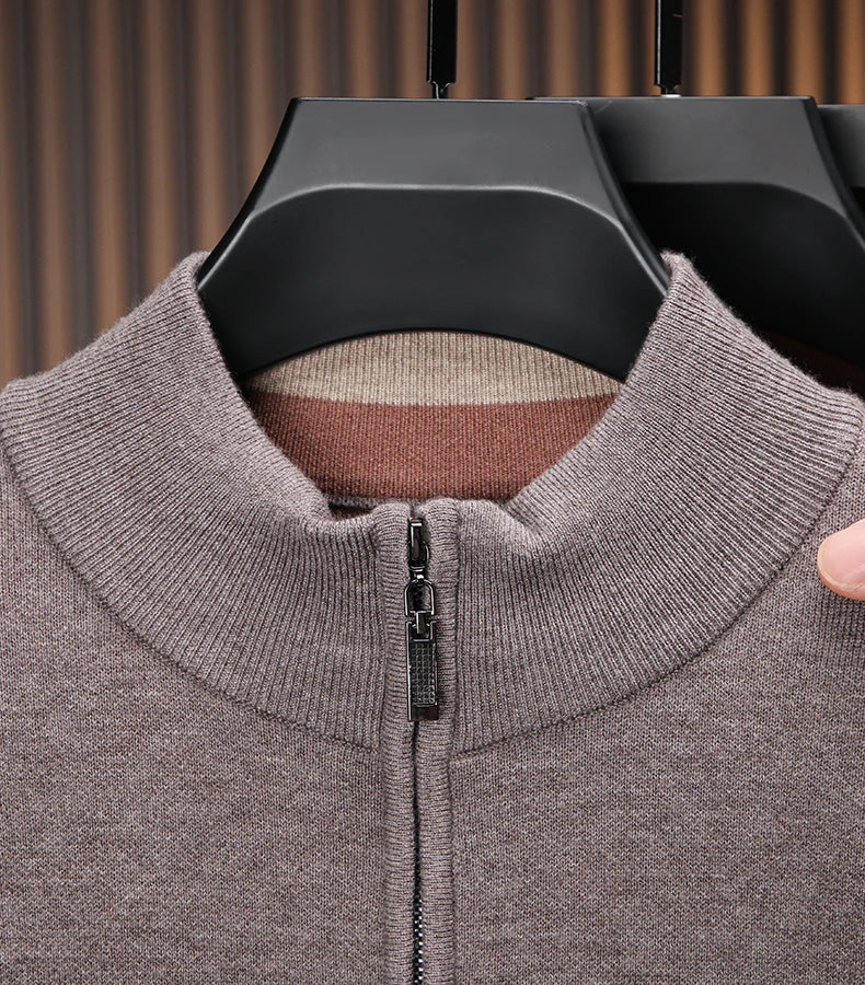 Men's Stand Collar Half Zip Knit