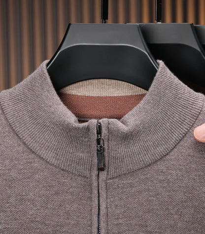 Men's Stand Collar Half Zip Knit