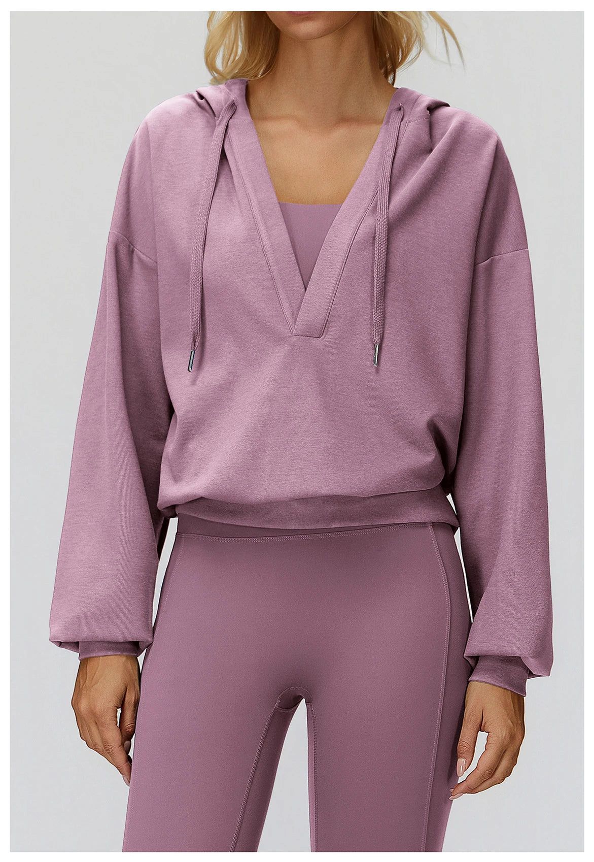 Women's Deep-V Sweatshirt Sports Top | Loose Fit Yoga & Running Sweatshirt