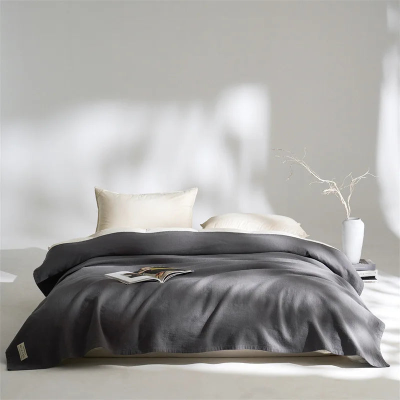 The Woven Sanctuary: All-Season Premium Cotton-Linen Drape Bedding