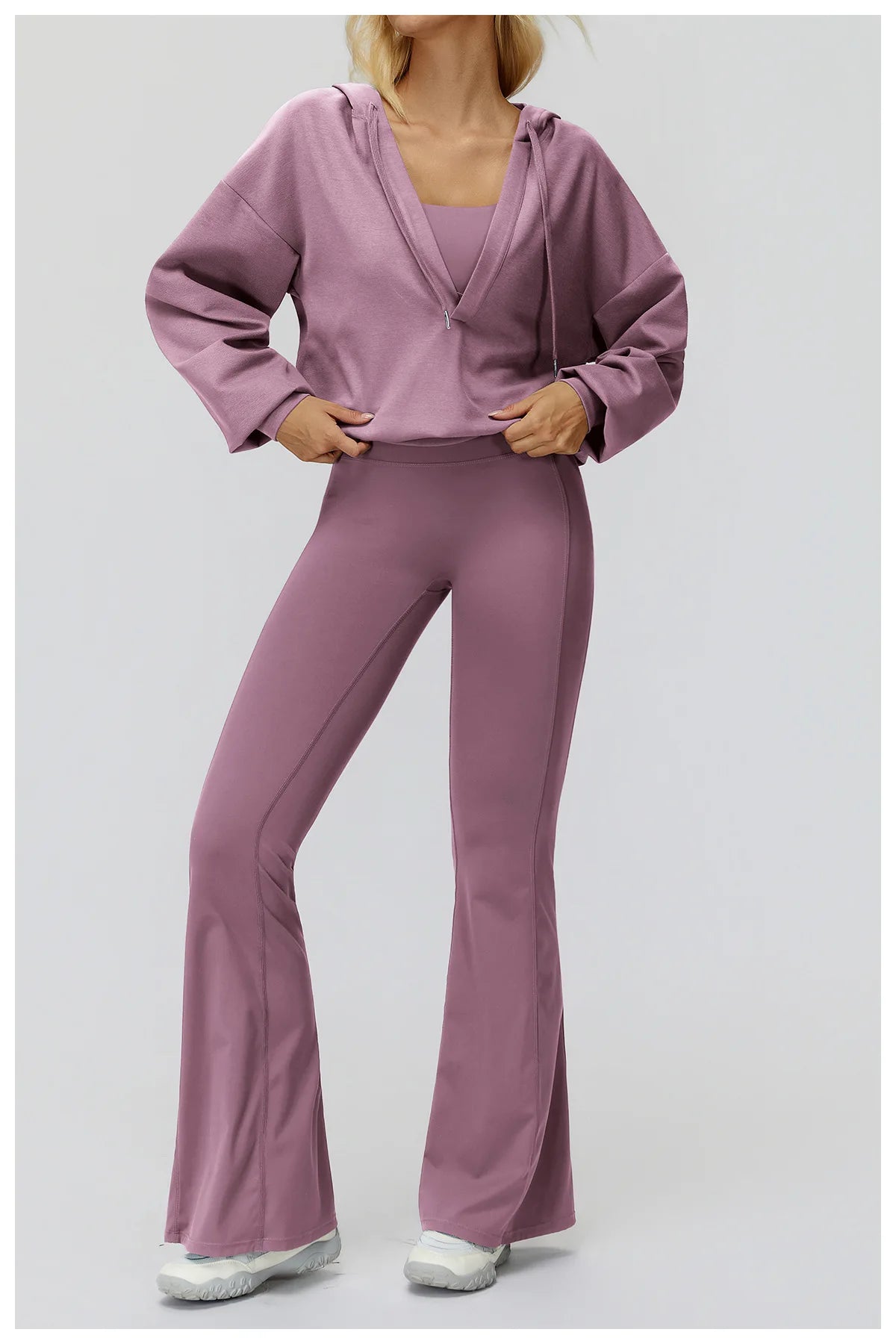 Women's Deep-V Sweatshirt Sports Top | Loose Fit Yoga & Running Sweatshirt