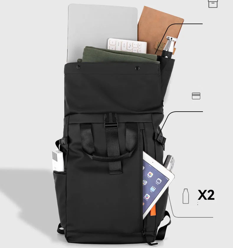 The Maverick Roll-Top Travel Laptop Rucksack | Urban Commuter, Outdoor, Camping Explorer, School  Backpack