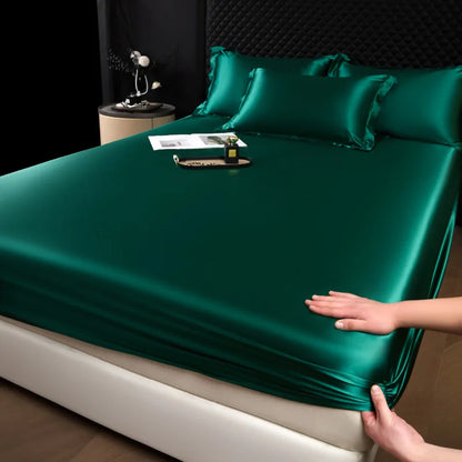 The Bauhaus Nocturne: 100% Mulberry Silk 3-Piece Fitted Sheet Set with Pillowcase Suite