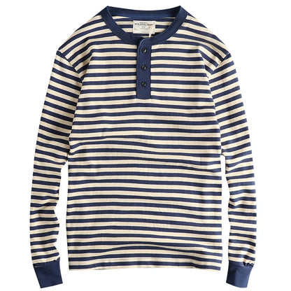 The Mariner's Heir: American Retro Men's Heavyweight Striped Henley